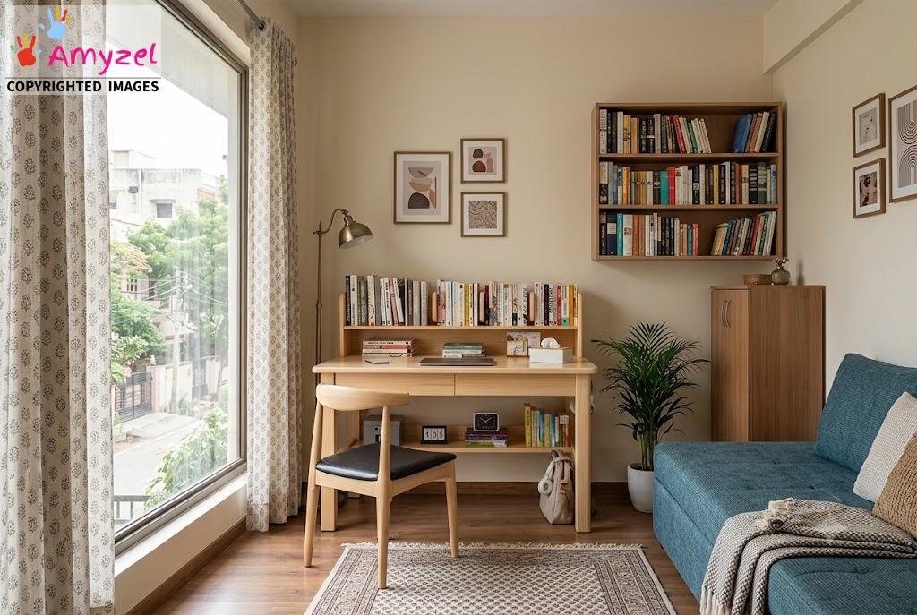 study table with bookshelf and chair for home in pine finish